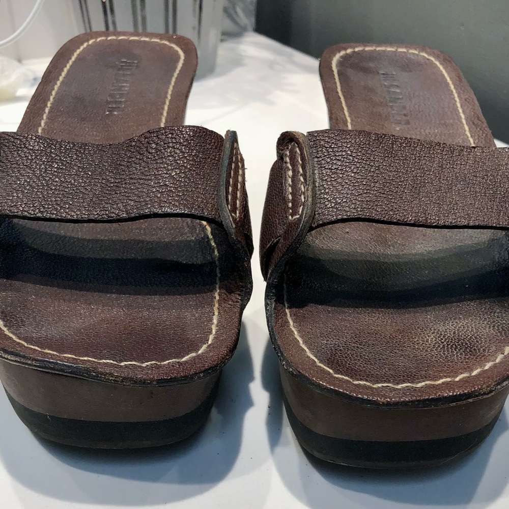 Jill Sander platform slides dark brown size 7
